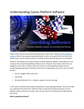 Understanding Casino Platform Software