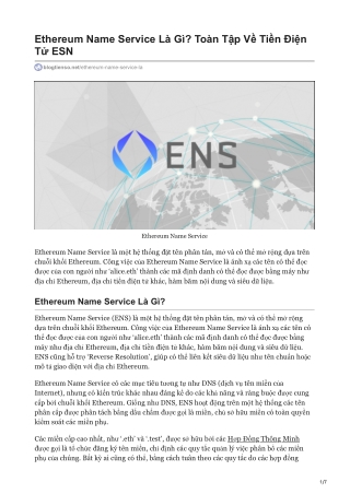 Ethereum Name Service Là Gì Toàn Tập Về Tiền Điện Tử ESN