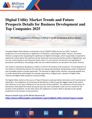 Digital Utility Market Demand to Escalate Noticeably Till 2025