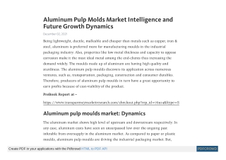 Aluminum Pulp Moulds Market Trends and Research Insights by 2027
