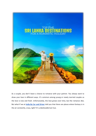 top five sri lankan destinations for a romantic holiday