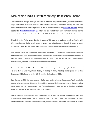 Man behind India's first film factory_ Dadasaheb Phalke