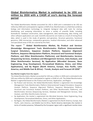 Global Bioinformatics Market