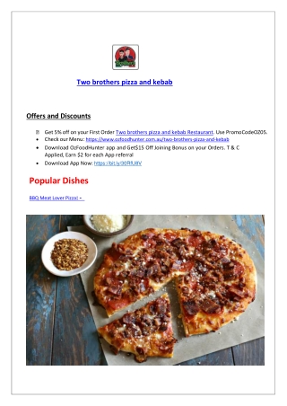 5% off - Two brothers pizza and kebab Takeaway Menu Frankston, VIC