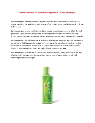 Herbal shampoo for dandruff and psoriasis | Lumina shampoo
