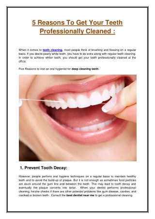 5 Reasons To Get Your Teeth Professionally Cleaned