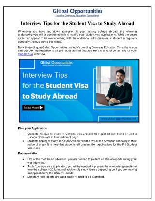 Interview Tips for the Student Visa to Study Abroad