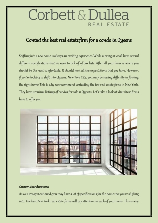 Contact the best real estate firm for a condo in Queens