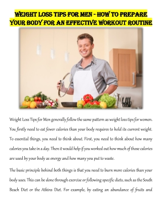 Weight Loss Tips for Men - How to Prepare Your Body for an Effective Workout Rou