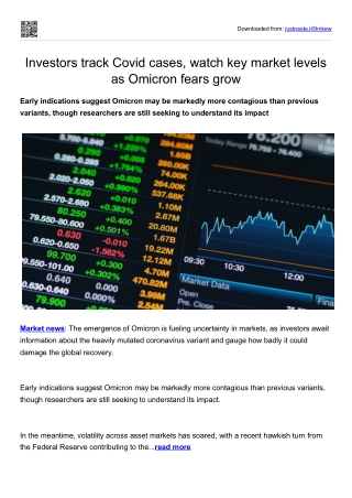 investors track Covid cases, watch key market levels as Omicron fears grow