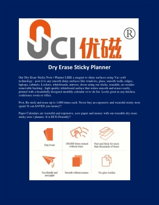 Dry Erase Sticky Planner Uci-office.com