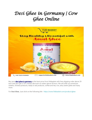 Desi Ghee in Germany | Cow Ghee Online