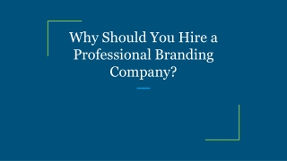 Why Should You Hire a Professional Branding Company?