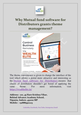 Why Mutual fund software for Distributors grants theme management