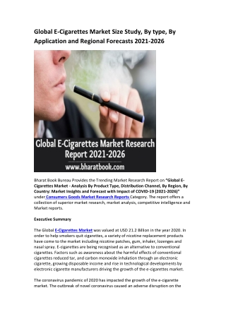 Global E-Cigarettes Market Research Report 2021-2026