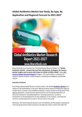 Global Antibiotics Market Research Report 2021-2027