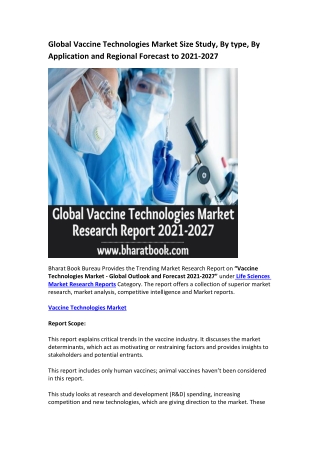 Global Vaccine Technologies Market Research Report 2021-2027