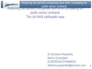 Reducing the barriers companies face when competing for public sector contracts: The UK NHS sid4health case