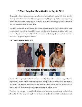 5 Most Popular Shein Outfits to Buy Now