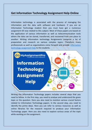 Score the excellent grades in Information Technology Assignment with us