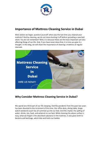 Importance of Mattress Cleaning Service in Dubai