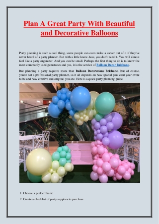 Plan A Great Party With Beautiful and Decorative Balloons