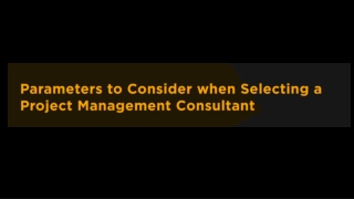 Parameters to Consider when Selecting a Project Management Consultant