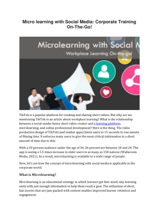Microlearning With Social Media Corporate Training On-The-Go
