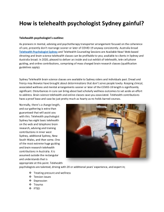 Telehealth psychologist Sydney