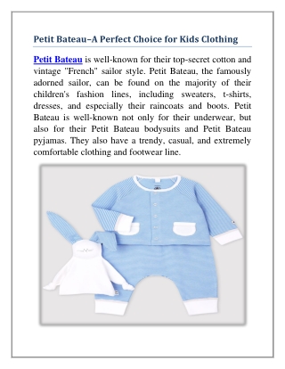 The Latest Petit Bateau Online Outlet in USA