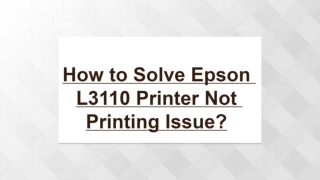 How to resolvedEpson L3110 Printer Not Printing Issue_