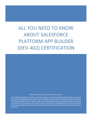 All You Need to Know About Salesforce Platform App Builder (DEV-402) Certificati