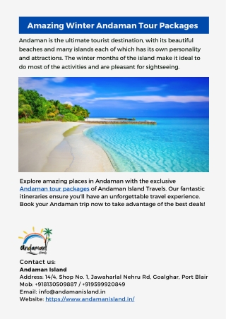 Amazing Winter Andaman Tour Packages