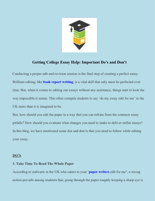 Getting College Essay Help Important Do's and Don't
