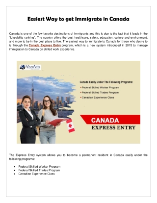 Easiest Way to get Immigrate in Canada