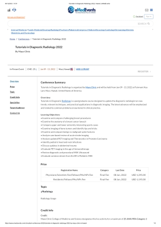 Tutorials in Diagnostic Radiology 2022, Hawaii _ eMedEvents