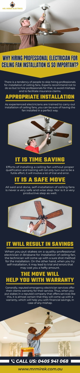 WHY HIRING PROFESSIONAL ELECTRICIAN FOR CEILING FAN INSTALLATION IS SO IMPORTANT