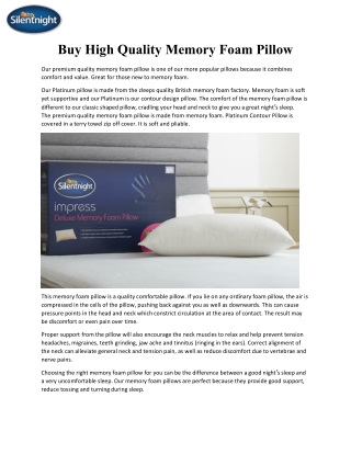 High Quality Memory Foam Pillow