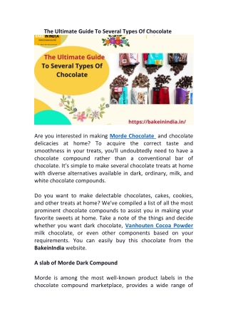 The Ultimate Guide To Several Types Of Chocolate