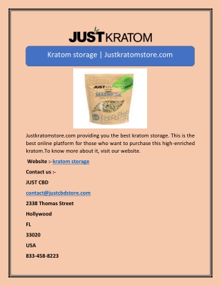 Kratom storage | Justkratomstore.com