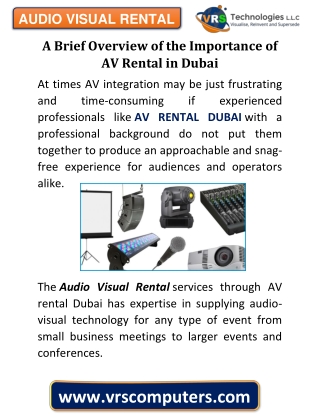 A Brief Overview of the Importance of AV Rental in Dubai