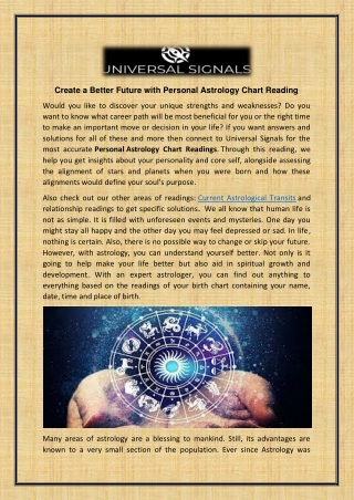 Create a Better Future with Personal Astrology Chart Reading