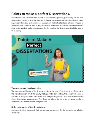 Points to make a perfect Dissertations.
