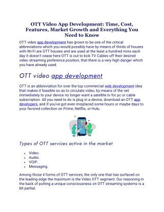 OTT Video App Development Time, Cost, Features, Market Growth and Everything You Need to Know