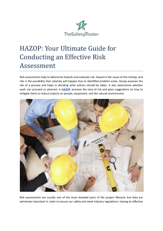 HAZOP Your Ultimate Guide for Conducting an Effective Risk Assessment