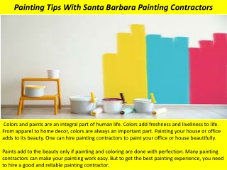 Painting Tips With Santa Barbara Painting Contractors