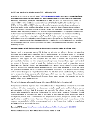 Cold Chain Monitoring Market