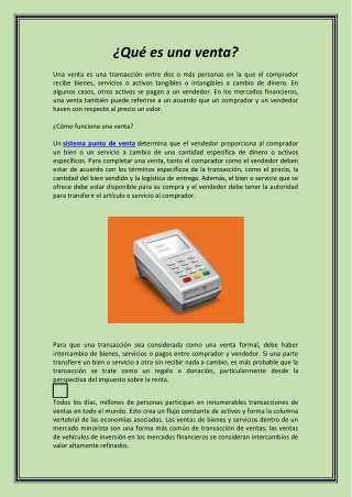 ¿Qué es una venta