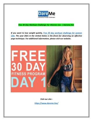 Free 30 Day Workout Challenge For Women Usa  | Dareme.live