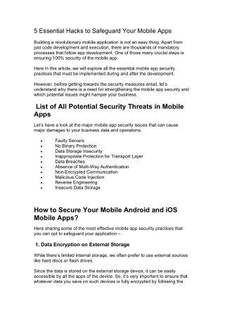 5 Essential Hacks to Safeguard Your Mobile Apps